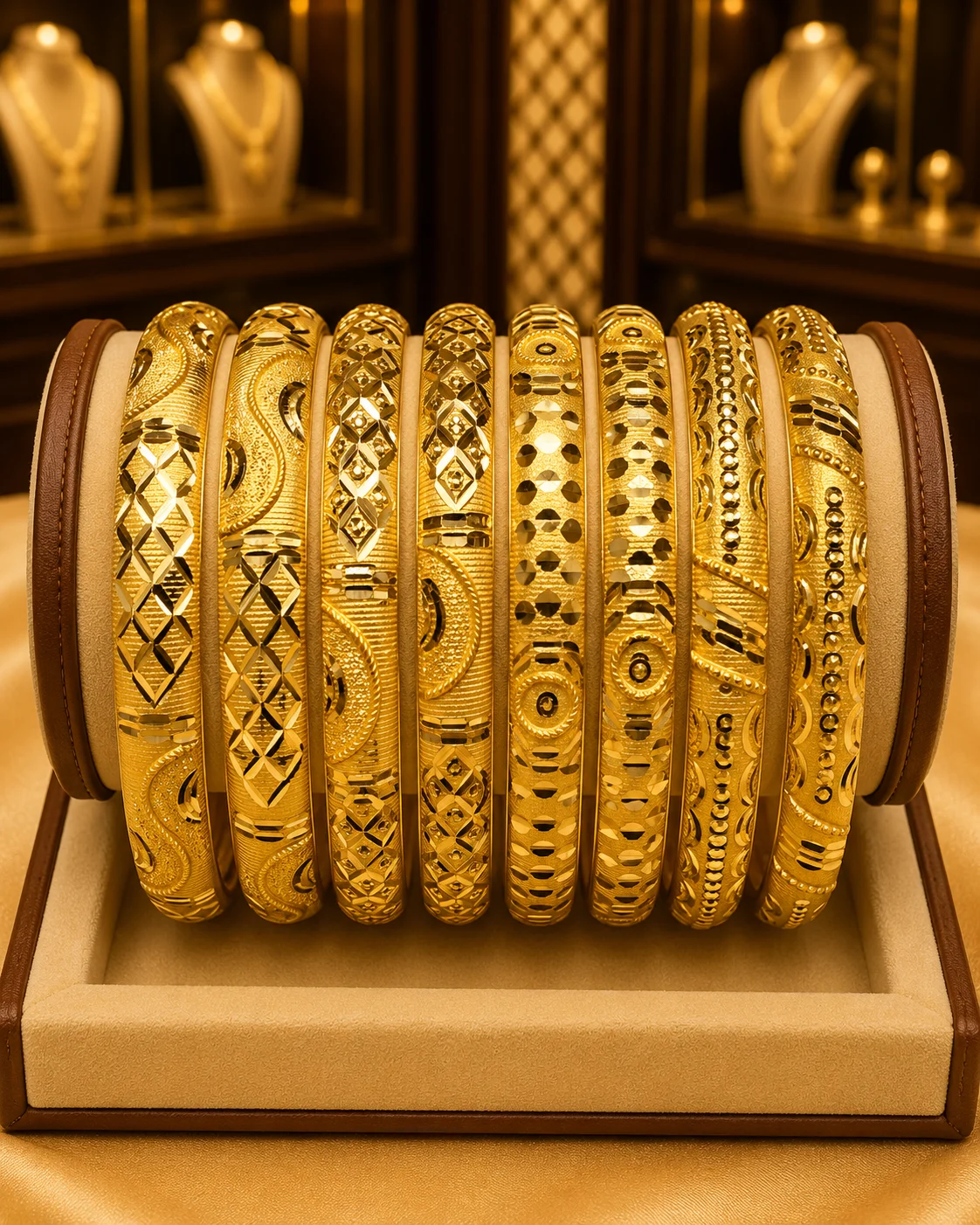 Royal Mixed-Pattern Gold Bangles