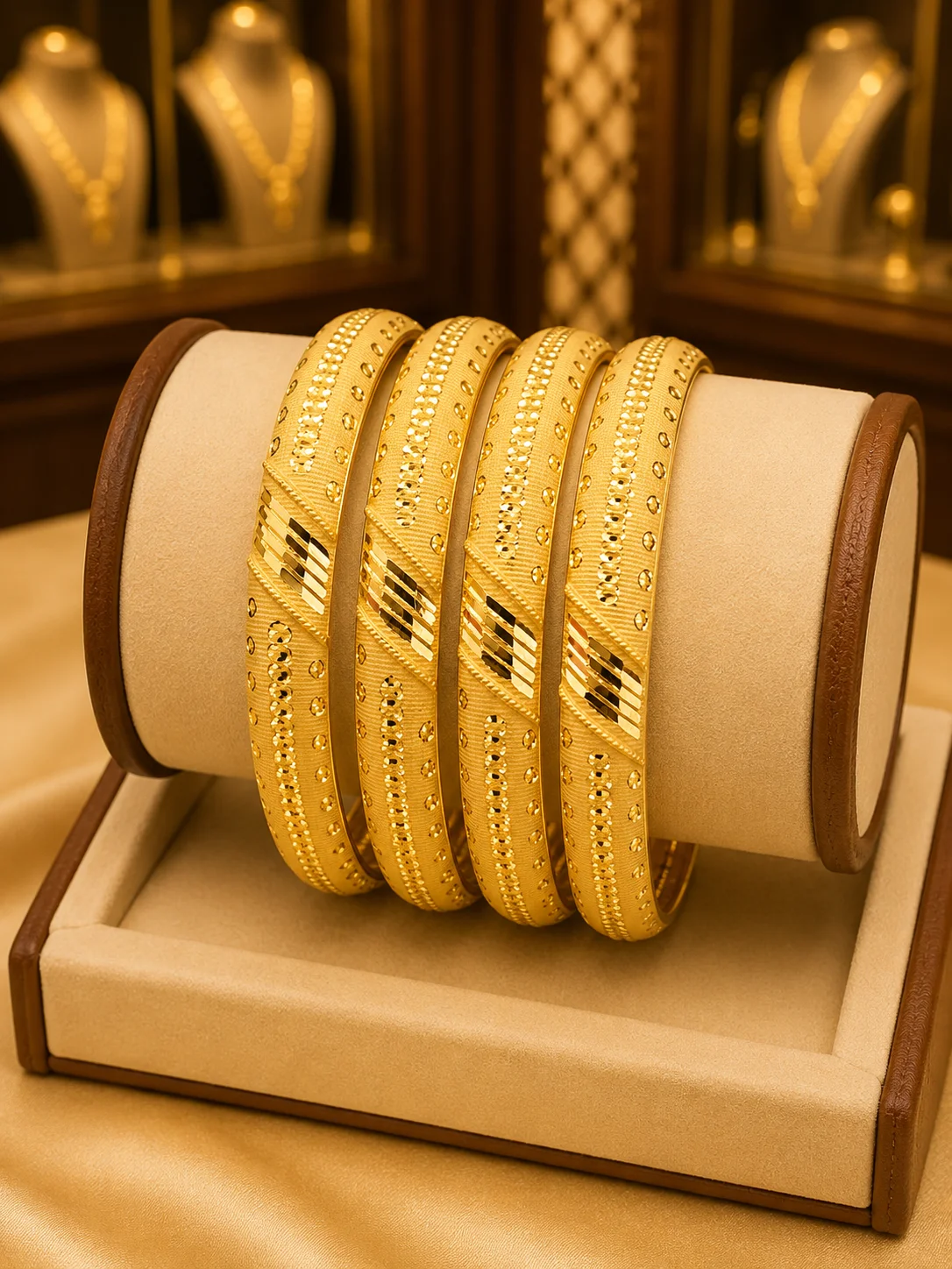Textured Diagonal Gold Bangle